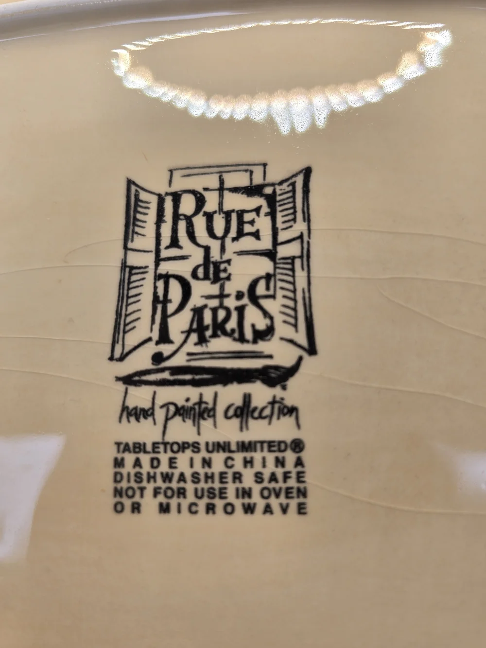 Set Of 4 Rue de Paris Collector Salad Plates, Hand Painted Ceramic, Paris